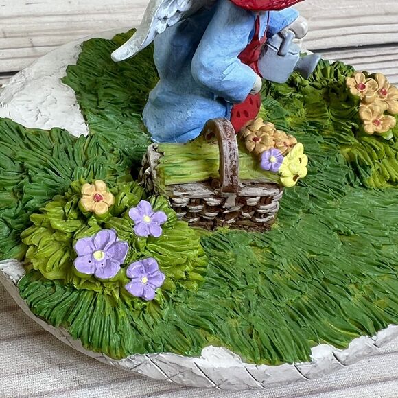 Candle Jar Topper/Lid Angel Watering Flower Garden Basket Summer Groundhog Green - Picture 10 of 10